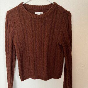 America Eagle Cable Knit Sweater, Brown, Small